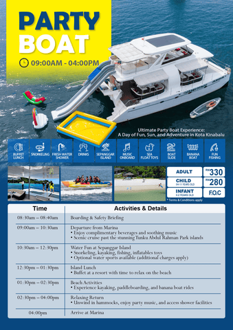 Party Boat Day Trip ( 9AM to 4PM )