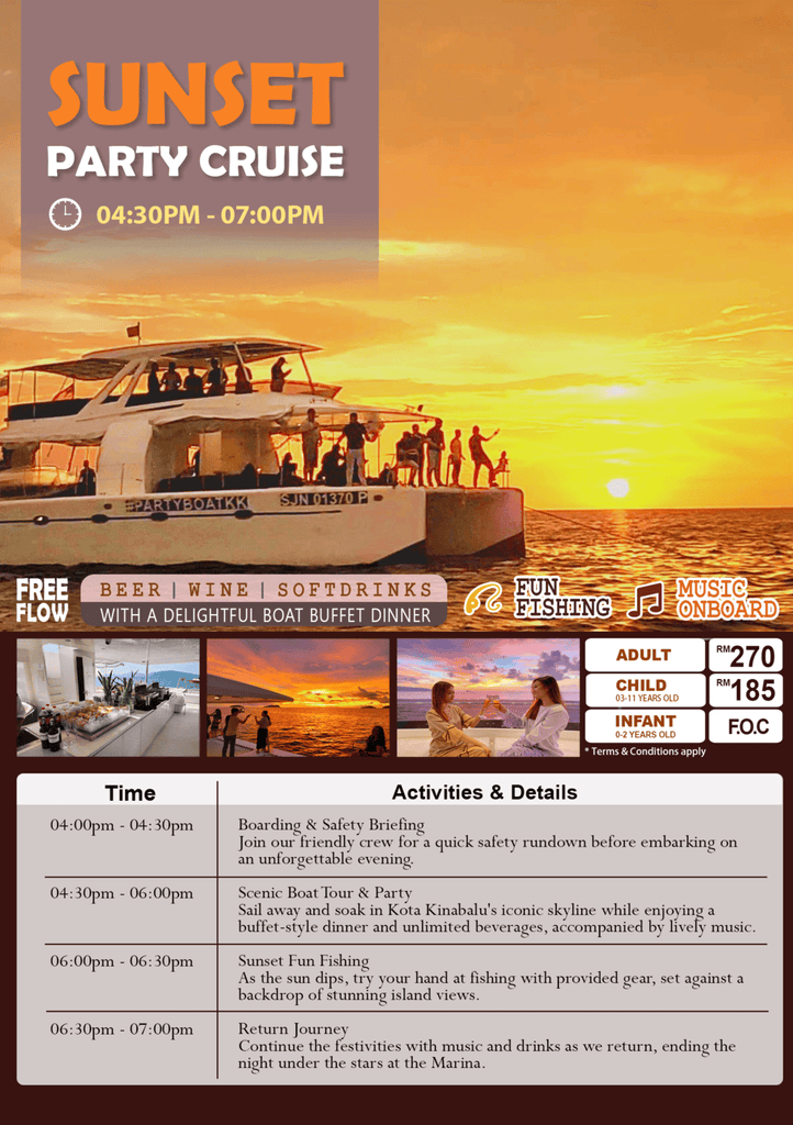 Party Boat Sunset Cruise ( 04:30PM to 07:00PM )