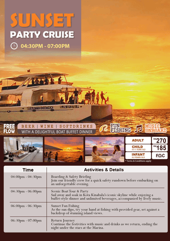 Party Boat Sunset Cruise ( 04:30PM to 07:00PM )