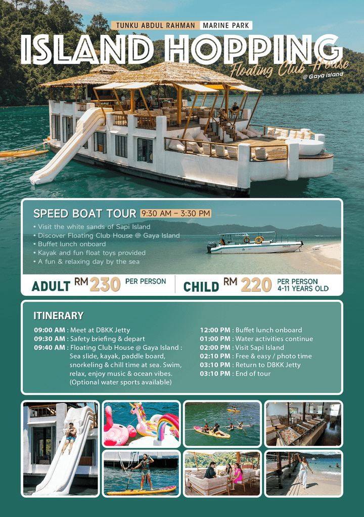 Island Hopping - Floating Club House @ Gaya Island + Sapi Island