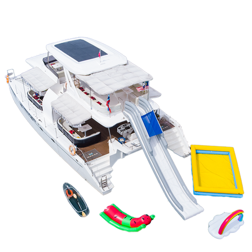 Party Boat with float toys and transparent kayak